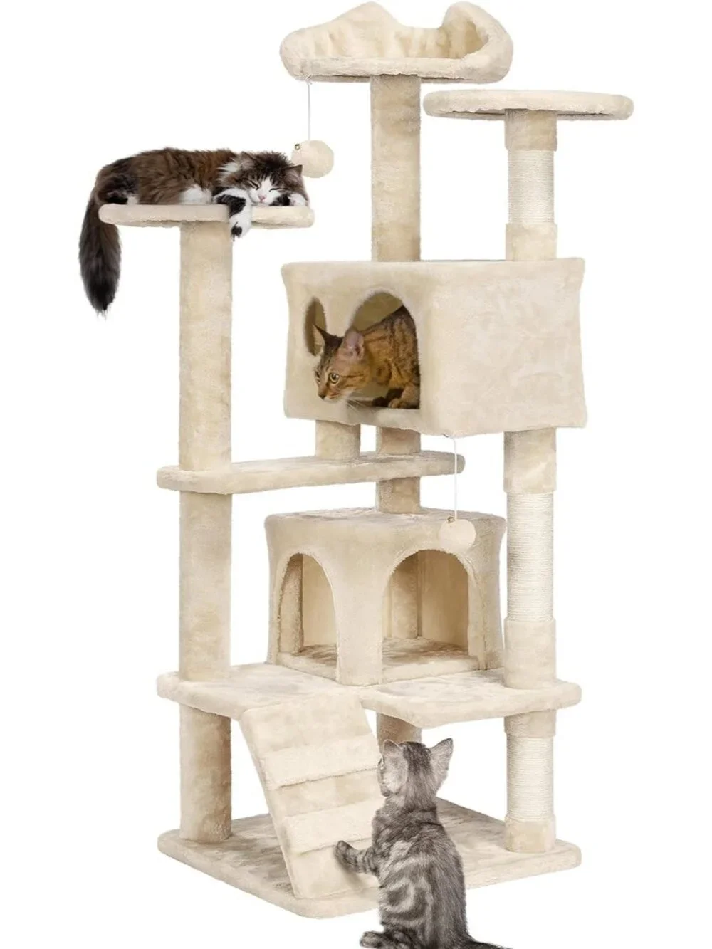 New 54in Cat Tree Tower Condo Furniture Scratch Post for Kittens Pet - Beige
